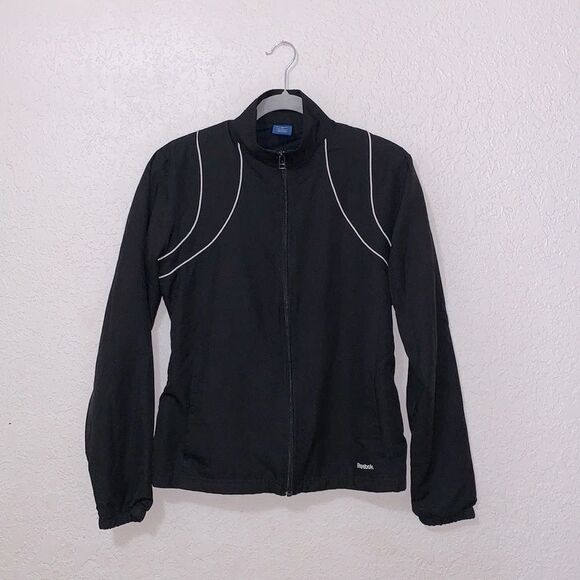 Reebok black and white fitted jacket woman’s size medium - Picture 1 of 16